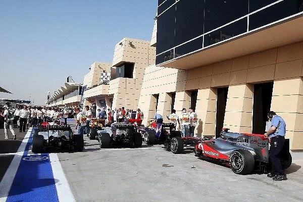 Formula One World Championship: Cars in parc ferme after qualifying