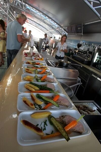 Formula One World Championship: A chef prepares food in the Red Bull Energy Station