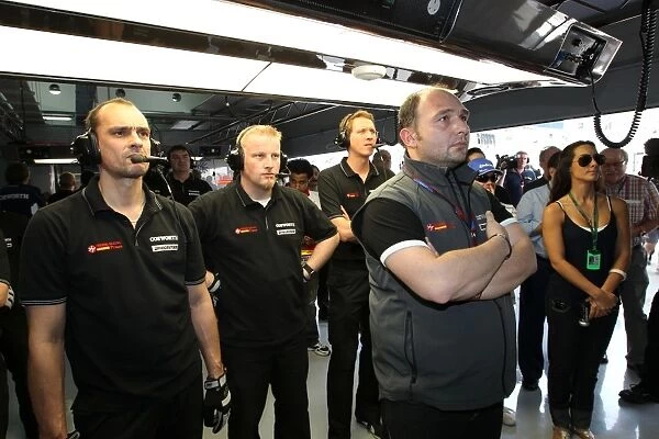 Formula One World Championship: Colin Kolles Hispania Racing F1 Team Team Principal watches the first lap for the new team