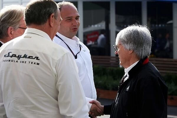 Formula One World Championship: Colin Kolles Spyker Team Principal and Bernie Ecclestone F1 Supremo