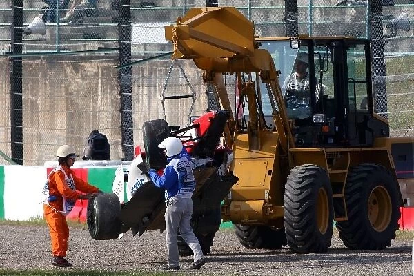 Formula One World Championship: The crashed car of Timo Glock Toyota TF109