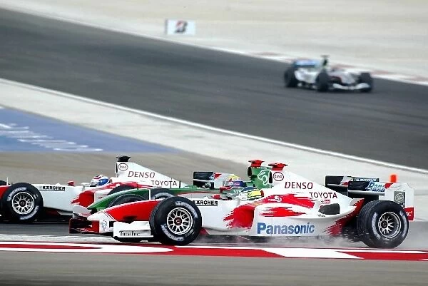 Formula One World Championship: Cristiano da Matta Toyota TF104 runs wide on lap one