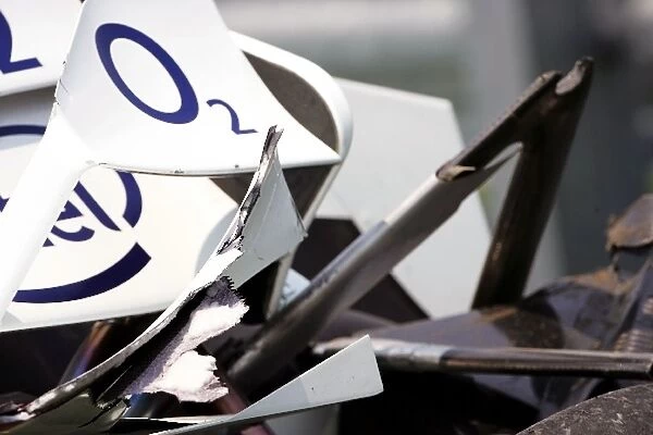 Formula One World Championship: Damaged car of Nick Heidfeld BMW Sauber F1