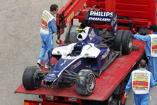 Formula One World Championship: The damaged car of Nico Hulkenberg Williams FW32