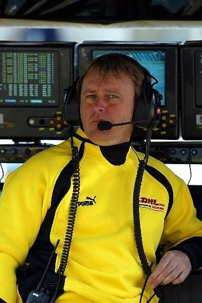 Formula One World Championship: David Brown Jordan race engineer on the pit wall