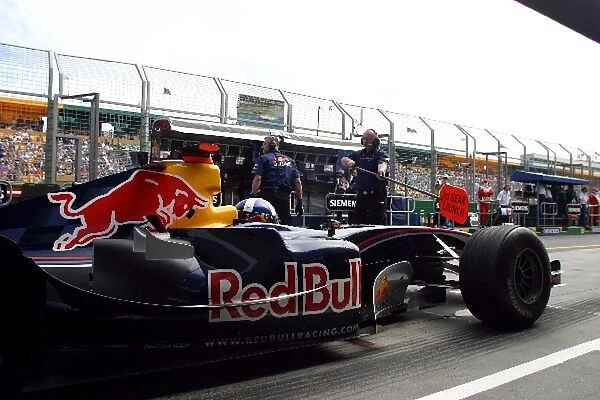 Formula One World Championship: David Coulthard Red Bull Racing RB1 in the pits