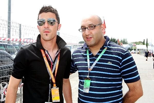 Formula One World Championship: David Villa Valencia CF football with Alam Khan F1 Journalist forThe National Newspaper Abu Dhabi