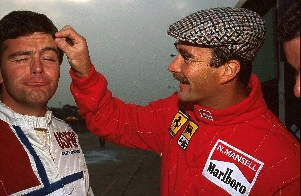 Formula One World Championship: Derek Warwick and Nigel Mansell right