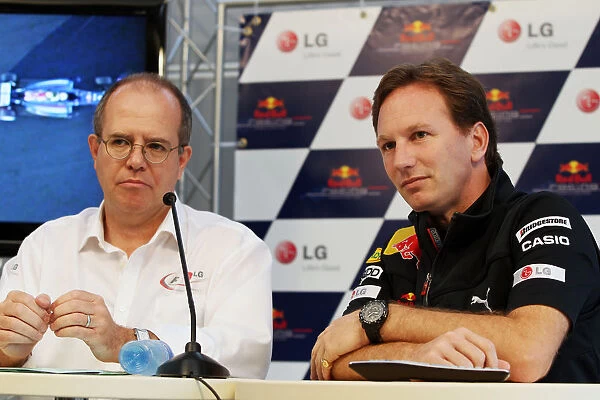 Formula One World Championship: Dermot Boden LG Electronics Executive Vice President and Chief Marketing Officer and Christian Horner Red Bull