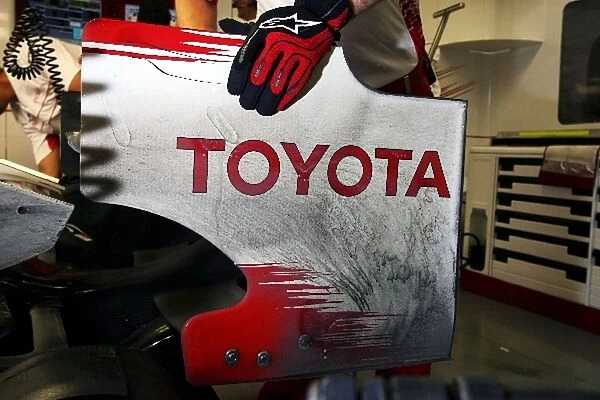 Formula One World Championship: Dirty rear wing of a Toyota TF108