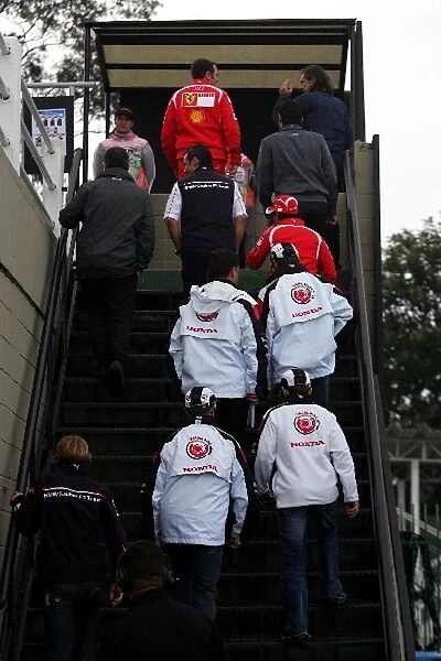 Formula One World Championship: The drivers head off for their briefing