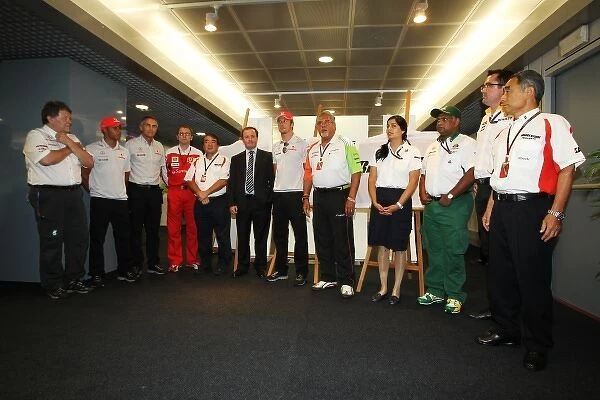 Formula One World Championship: Drivers and team members attend a Bridgestone European farewell party