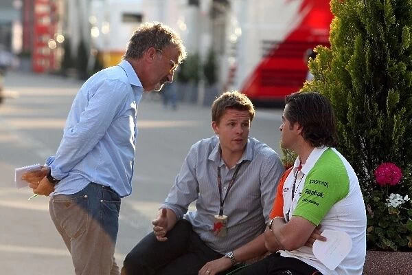 Formula One World Championship: Eddie Jordan talks with Jake Humphrey BBC Television Presenter and Andy Stevenson Force India F1 Team Manager