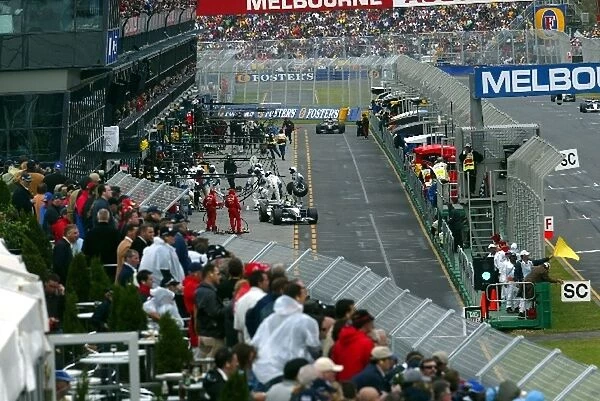 Formula One World Championship: Eighth placed Ralf Schumacher Williams BMW FW25 leaves the pits