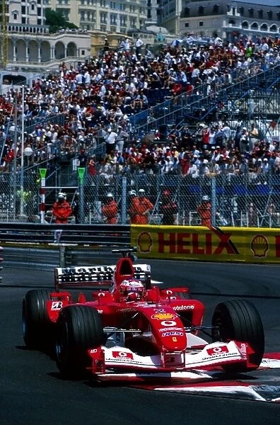 Formula One World Championship: Eighth placed Rubens Barrichello Ferrari F2003-GA tackles the newly sanitised Swimming Pool section