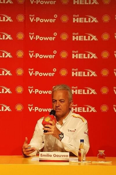 Formula One World Championship: Emilio Gouvea at the Shell Press Conference