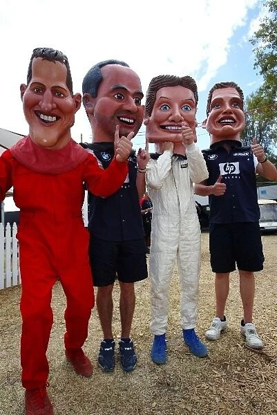 Formula One World Championship: F1 caricatures: Michael Schumacher Ferrari; Juan Pablo Montoya Williams; David Coulthard McLaren; Ralf Schumacher