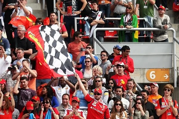 Formula One World Championship: Fans celebrate during the podium
