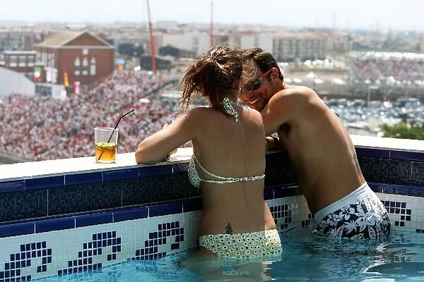 Formula One World Championship: Fans watch from the Red Bull pool party