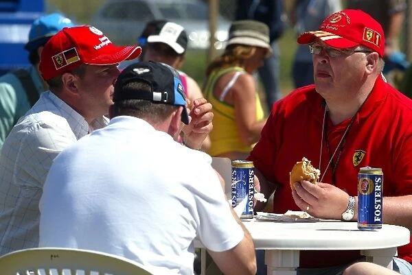 Formula One World Championship: Ferrari fans enjoy a spot of lunch