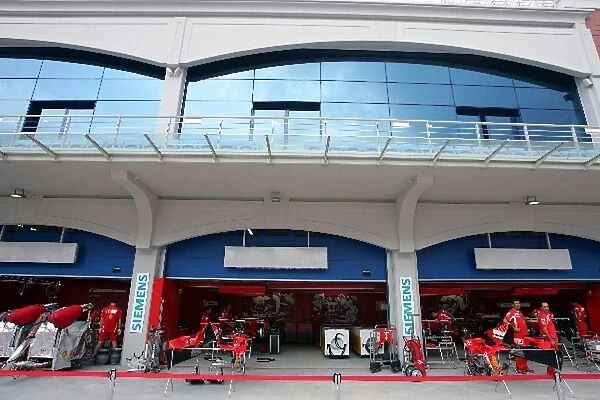 Formula One World Championship: Ferrari garages in the pitlane