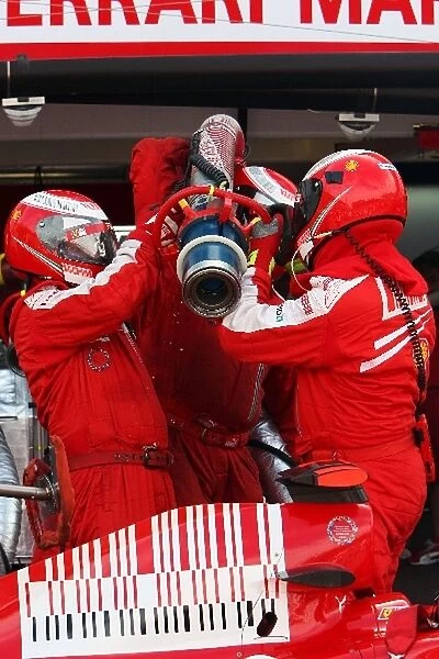 Formula One World Championship: Ferrari refuel Felipe Massa Ferrari F2009