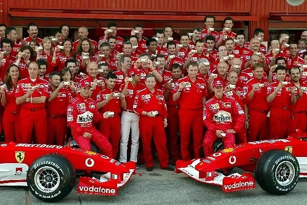 Formula One World Championship: Ferrari team picture with Olympus cameras