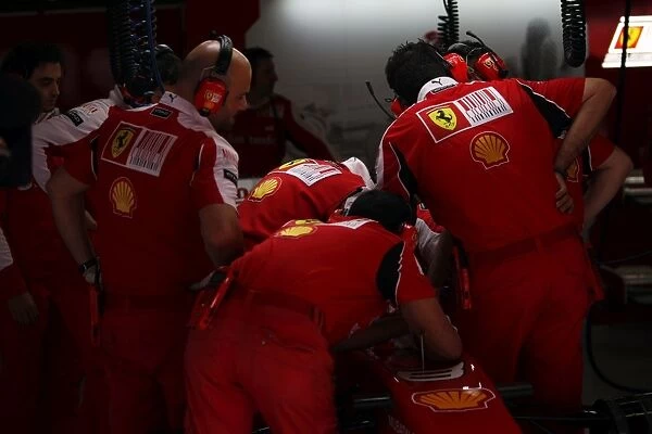 Formula One World Championship: Ferrari work on the Ferrari F10 of Fernando Alonso Ferrari