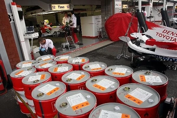 Formula One World Championship: Fuel outside the Toyota garage