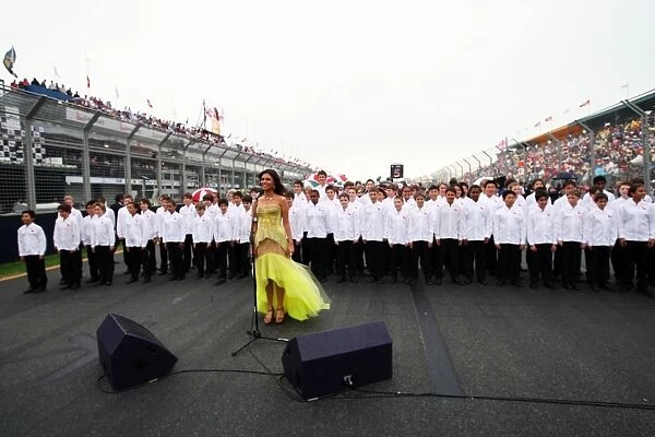 Formula One World Championship: Gabriella Cilmi sings the national anthem on the grid