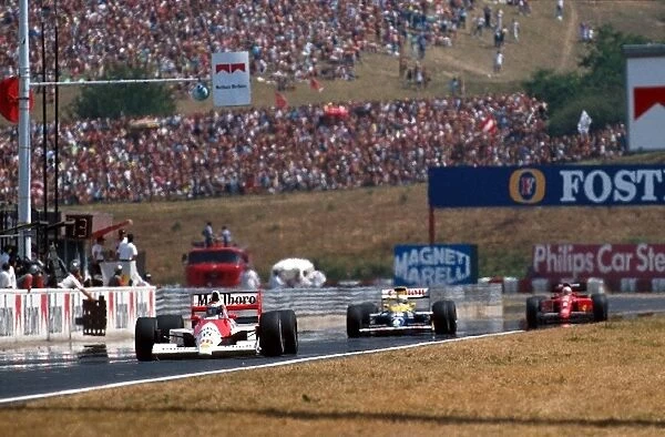 Formula One World Championship: Gerhard Berger leads Riccardo Patrese and Nigel Mansell