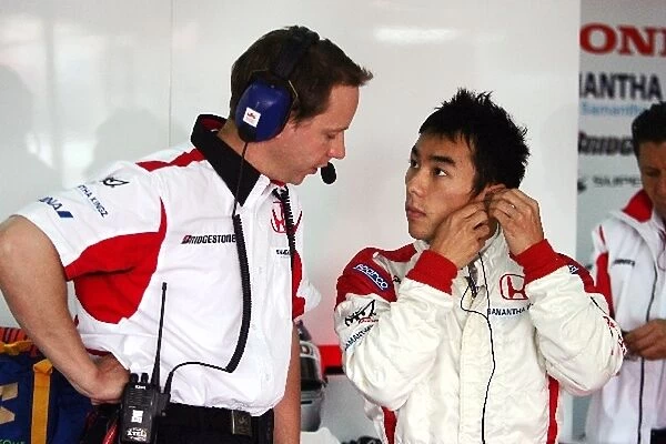 Formula One World Championship: Gerry Hughes Super Aguri F1Team Engineer and Takuma Sato Super Aguri F1 Team