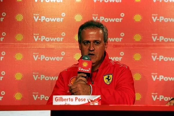 Formula One World Championship: Gilbert Pose at a Shell Press Conference