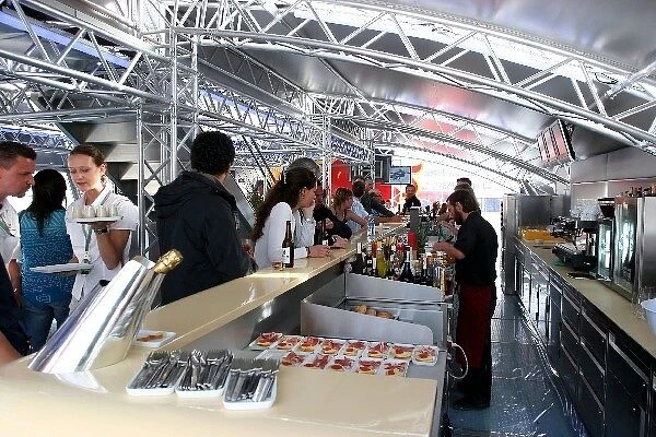 Formula One World Championship: Guests enjoy the hospitality in the Red Bull energy station