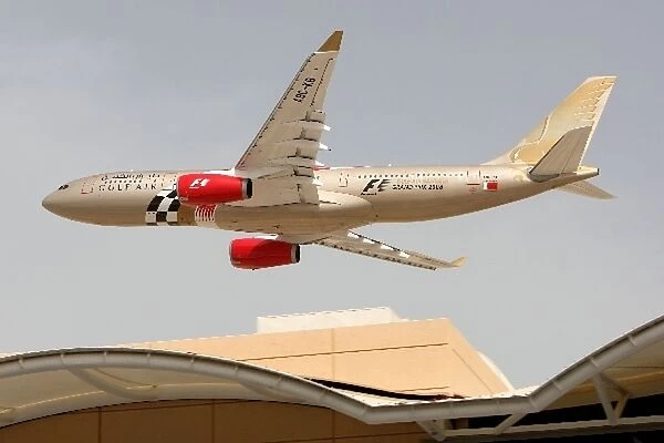 Formula One World Championship: The Gulf Air Airbus A330-243 in Bahrain Grand Prix livery