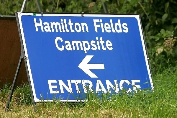 Formula One World Championship: Hamilton Fields campsite sign