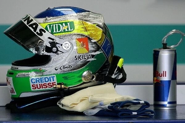 Formula One World Championship: The helmet of Giancarlo Fisichella Sauber
