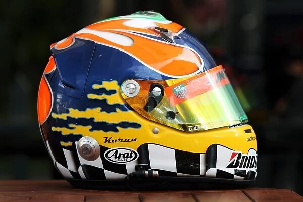 Formula One World Championship: The helmet of Karun Chandhok Hispania Racing F1 Team