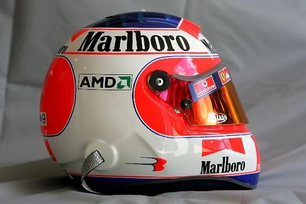 Formula One World Championship: The helmet of Rubens Barrichello Ferrari