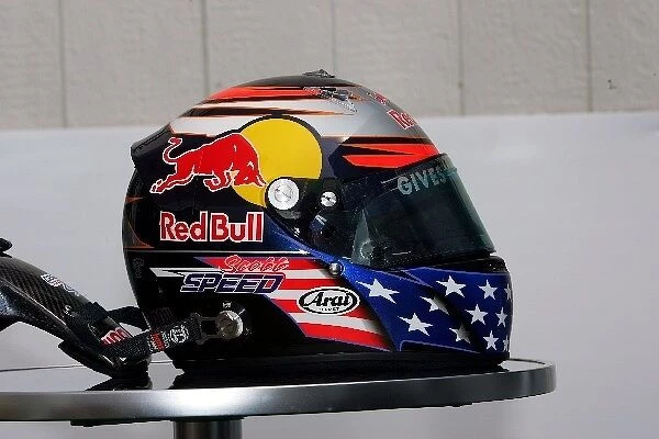 Formula One World Championship: The helmet of Scott Speed Red Bull Racing Third Driver