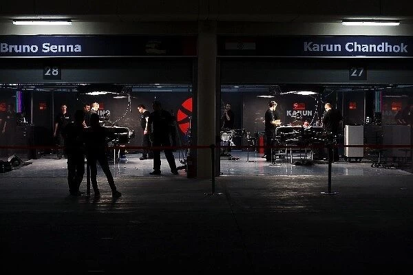 Formula One World Championship: Hispania Racing F1 Team garage at night