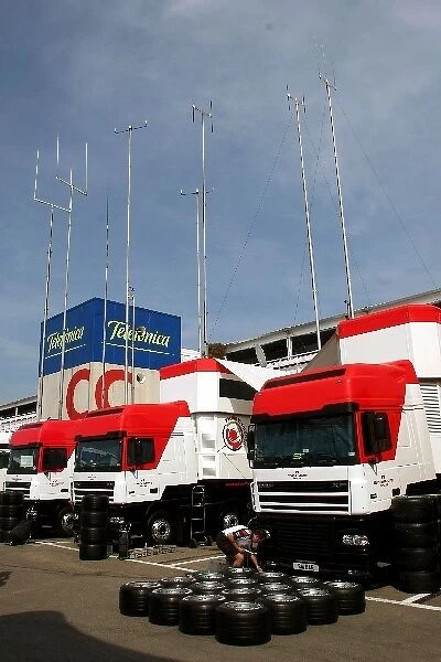 Formula One World Championship: Honda trucks in the paddock