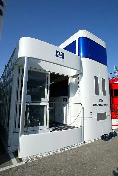 Formula One World Championship: The HP Williams motorhome in the paddock