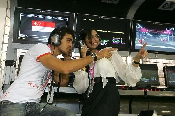 Formula One World Championship: Imran Khan Bollywood Actor and Sonam Kapoor Bollywood Actress in the Force India F1 pits