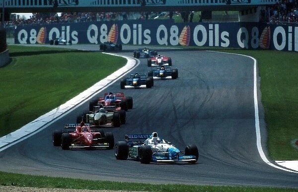Formula One World Championship: Jean Alesi Benetton B196 leads Eddie Irvine, Brundle and Verstappen