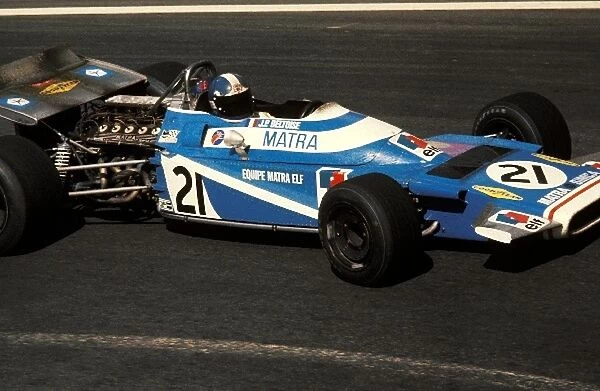 Formula One World Championship: Jean-Pierre Beltoise Matra Simca MS120 qualified second and was leading the race when a slow puncture and eventual