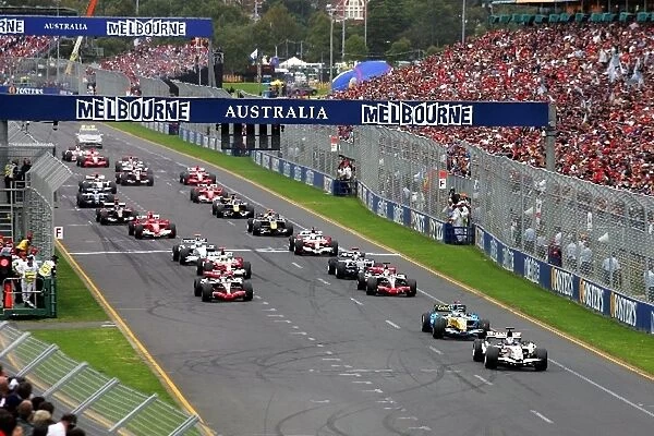 Formula One World Championship: Jenson Button Honda Racing F1 Team leads at the start of the race