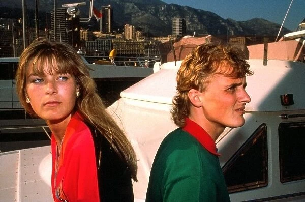 Formula One World Championship: Johnny Herbert with his wife Becky in the Monaco harbour
