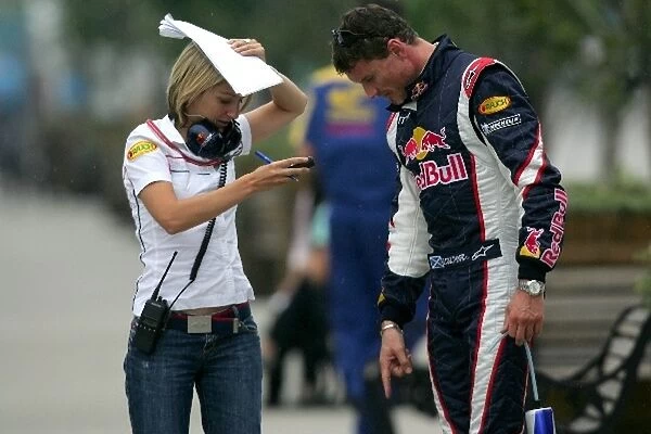 Formula One World Championship: Katie Tweedle Red Bull Press Officer talks with David Coulthard Red Bull Racing