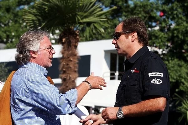 Formula One World Championship: Keke Rosberg with Gerhard Berger Scuderia Toro Rosso Team Part Owner